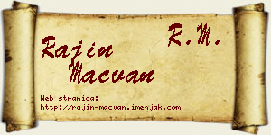 Rajin Mačvan vizit kartica